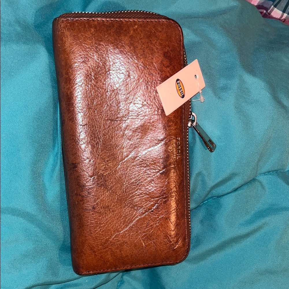 Fossil Dark Brown Leather Women Wallet